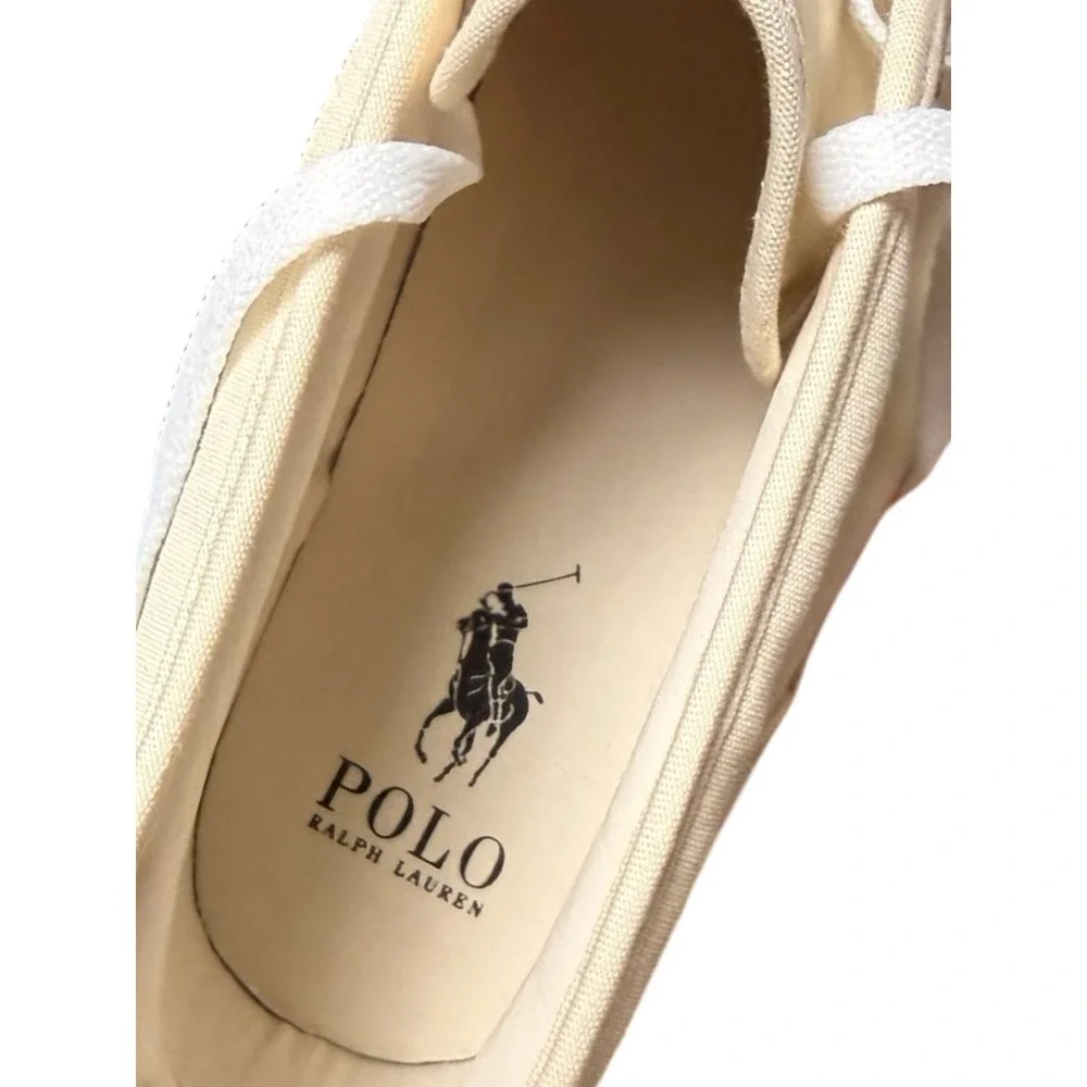 Polo Ralph Lauren Keaton Chukka Sneaker Cream‎ Canvas Multicolor Pony Mens 12